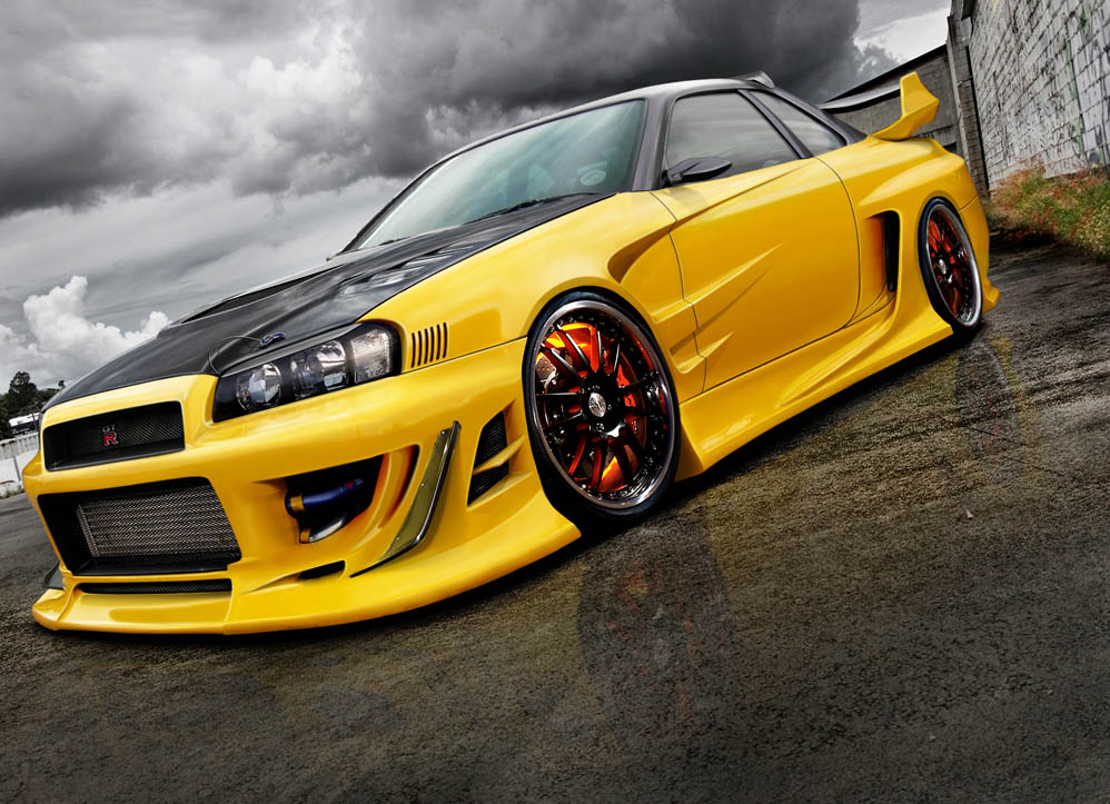Yellow Nissan Skyline