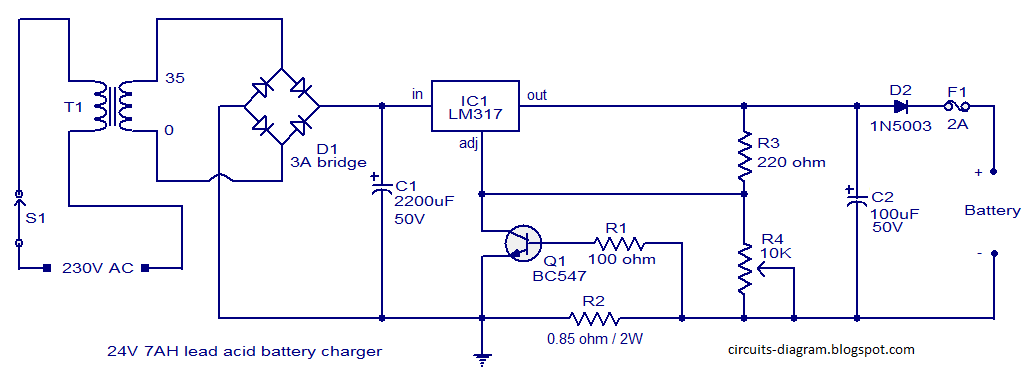 Circuits Diagram  24v Lead Acid Battery Charging Circuit