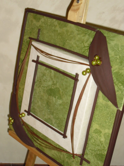 cadre photo vert marron et blanc