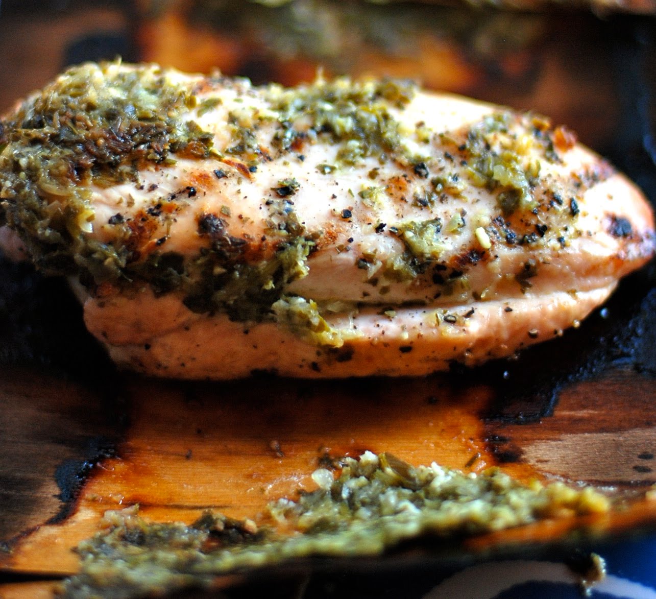 The Enchanted Cook Cedar Wrapped Chicken with Lemon Parsley Gremolata