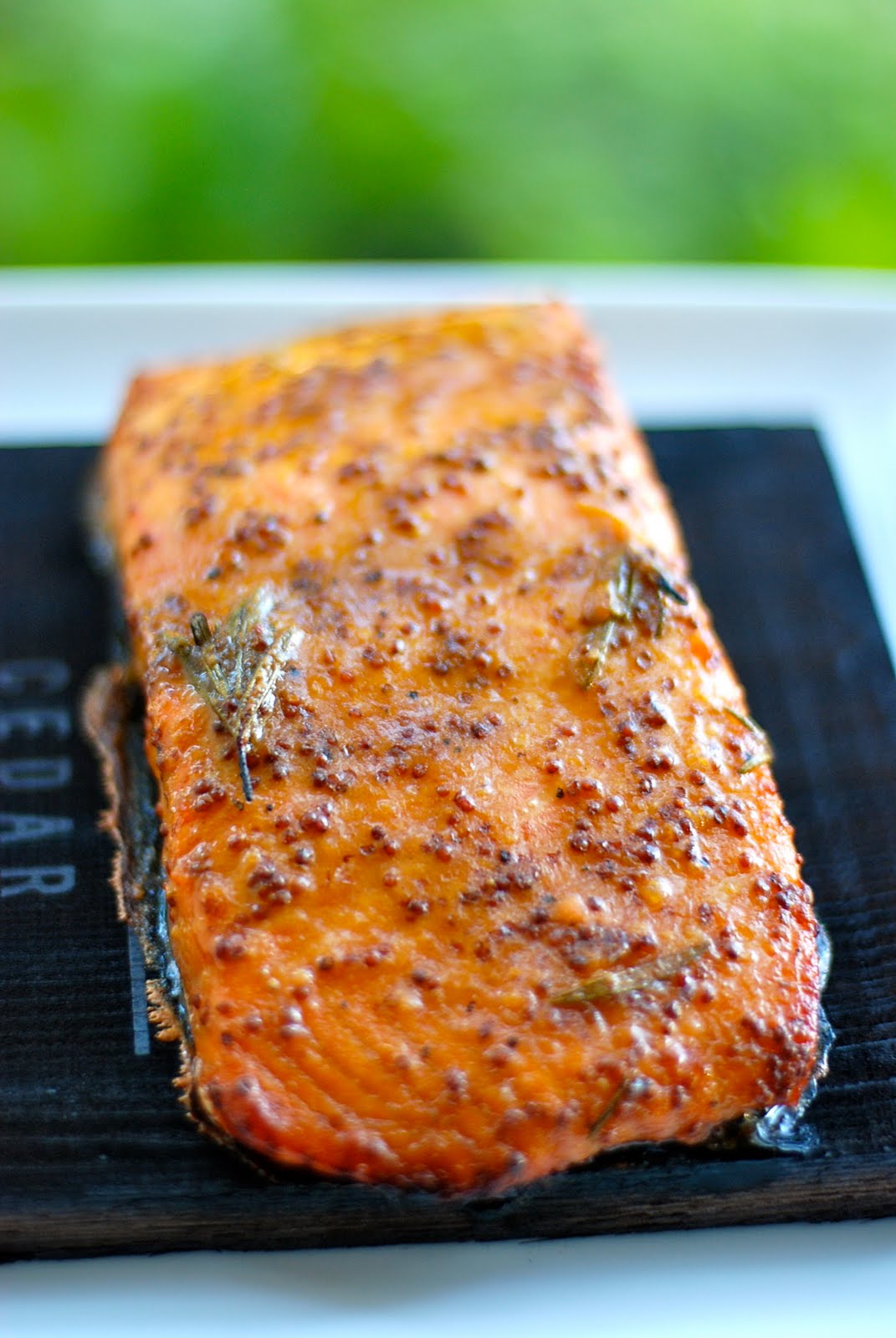 The Enchanted Cook Cedar Plank Salmon with Mustard Soy Glaze