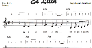 Partitur Lagu-lagu: Notasi Lagu Es Lilin (Jawa Barat)