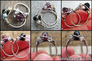 wire wrapped rings wire wrapped sparkly rings, oxidized vs unoxidised