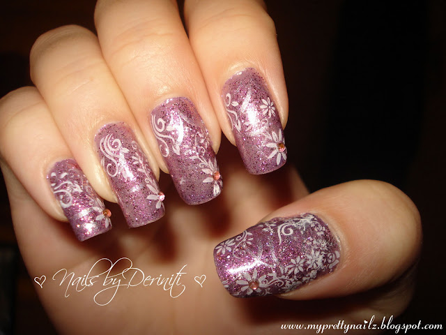 Purple and White Flower Nail Designs