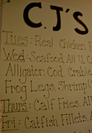 The menu at CJ's