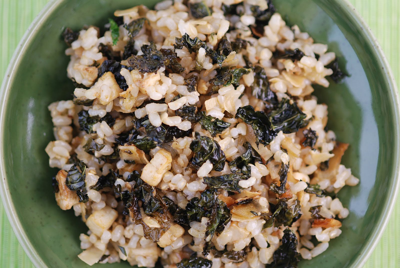 Vegetable Matter Crispy Kale and Tofu with Brown Rice and Coconut