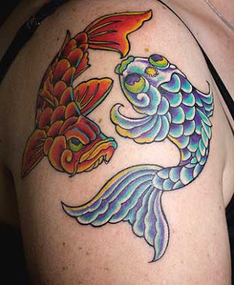 unique pisces tattoo on arm with design very cool