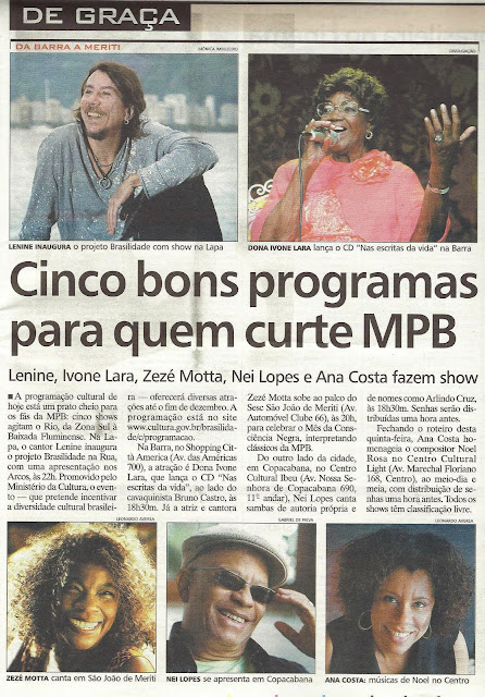 clipping neilopes jornal extra 25novembro Programação 2010 | Encerramento