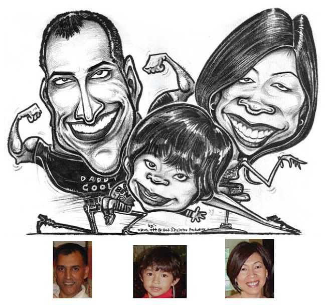 family caricature A3 size >b&w