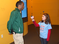 Sophie interviewing a staffer at the Newseum