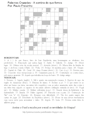 Palavras Cruzadas para imprimir: A sombra do que fomos Paulo Freixinho