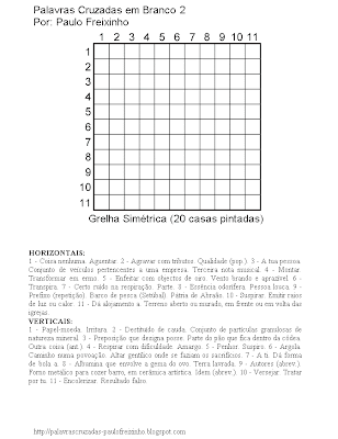 Palavras Cruzadas em Branco para imprimir
