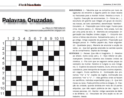 A Voz de Trás-os-Montes: Palavras Cruzadas