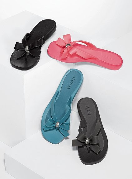 guess tutu bow flip flops rose gold