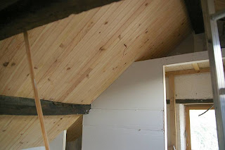 tongue and groove attic ceiling plasterboard stud wall