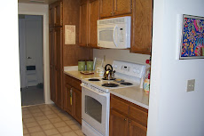 Kitchen oven and overhead microwave
