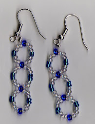 blue+white bead earrings