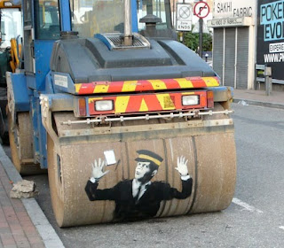 banksy traffic warden steamroller