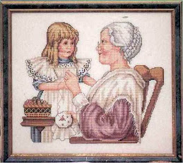 Abuela enseñando a bordar
