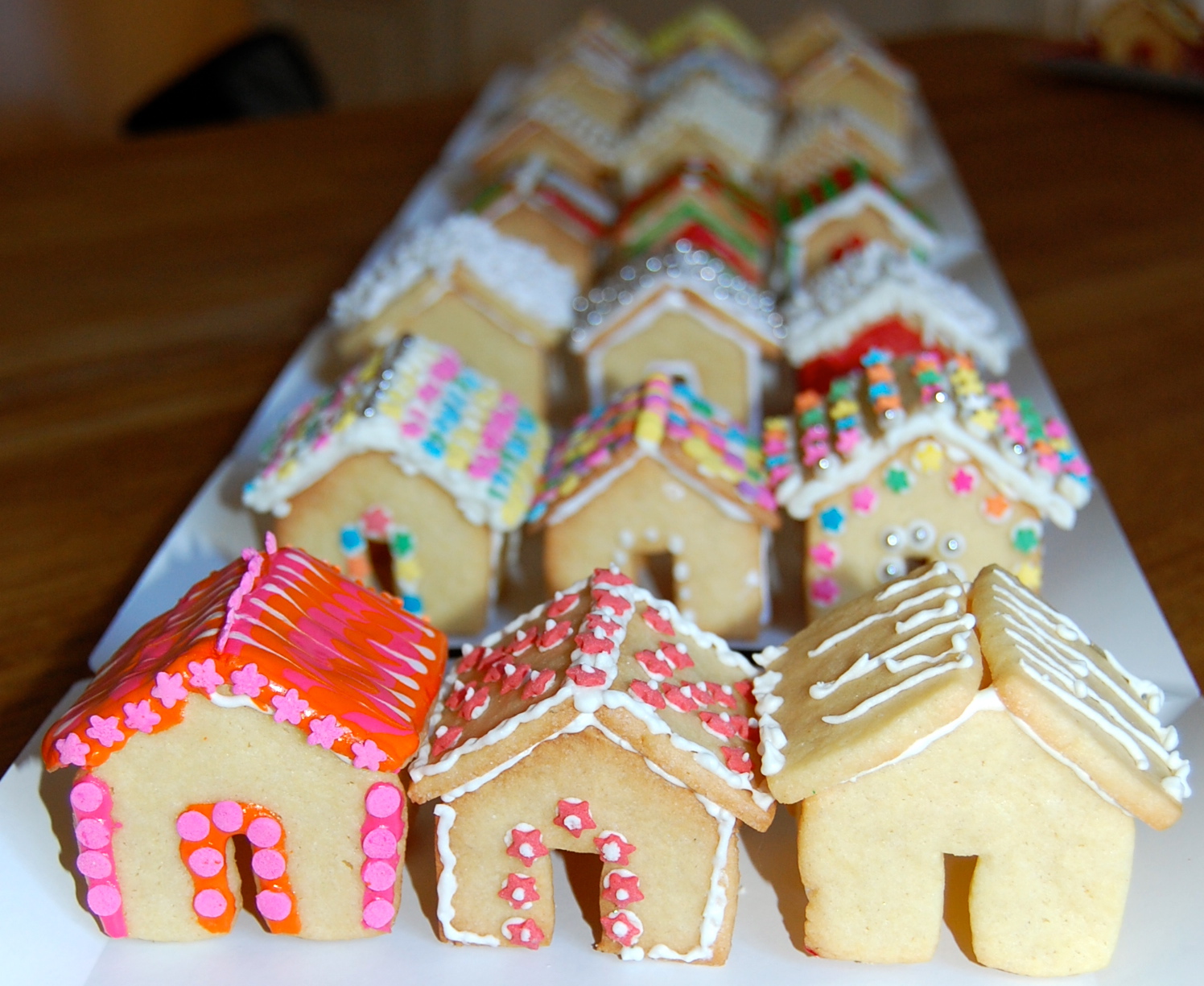 miniature gingerbread style sugar cookie houses and christmas christmas cookie house