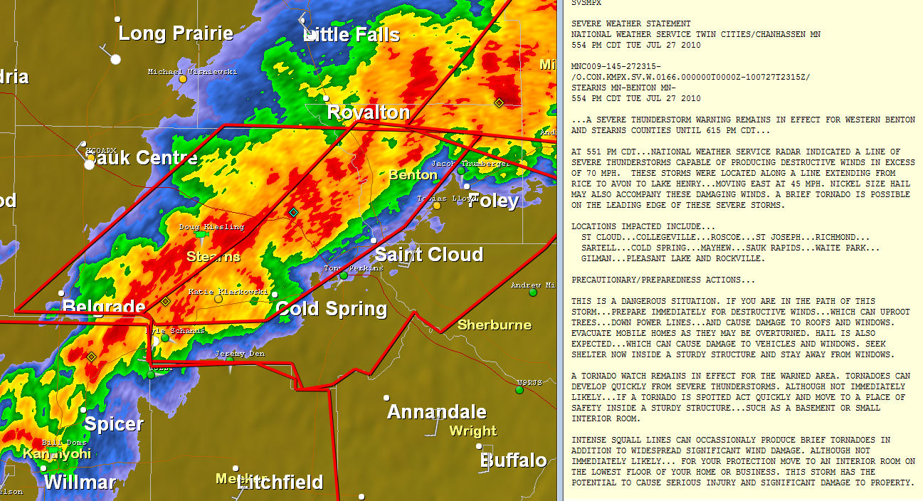 Paul Douglas St. Cloud Times Forecast Severe Storm Warnings Close To Home