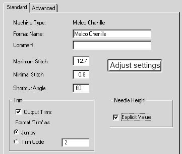 Customizing machine formats for specific designs