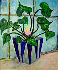 Plant in Window, 24x24", acrylic on canvas.