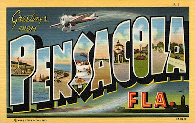 Greetings from Pensacola, 1930s postcard. Greetings from Pensacola, 1930s postcard.