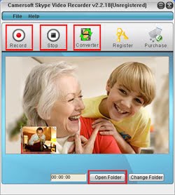 Step1: Run Camersoft Skype Video Recorder. Click Record button to begin to