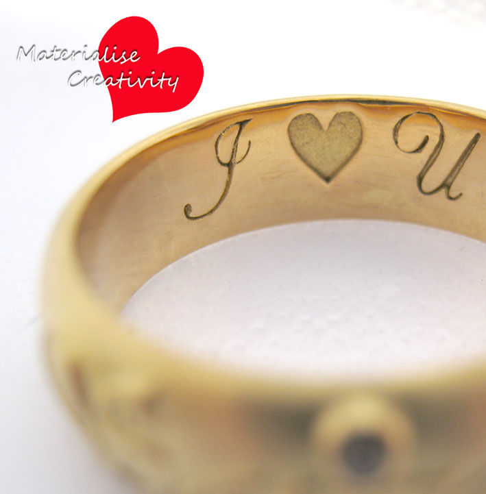 Materialise Creativity 18K Yellow Gold Name Embossed Engagement Rings