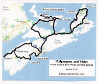 Map of oyster trip around canada