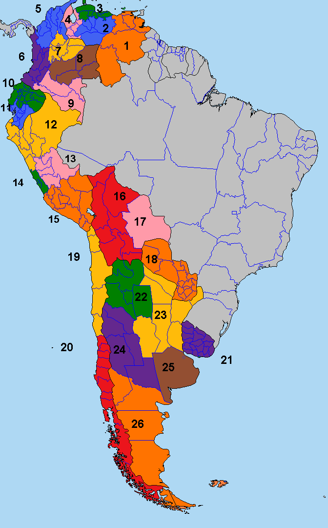 Mapa Paises Sudamerica