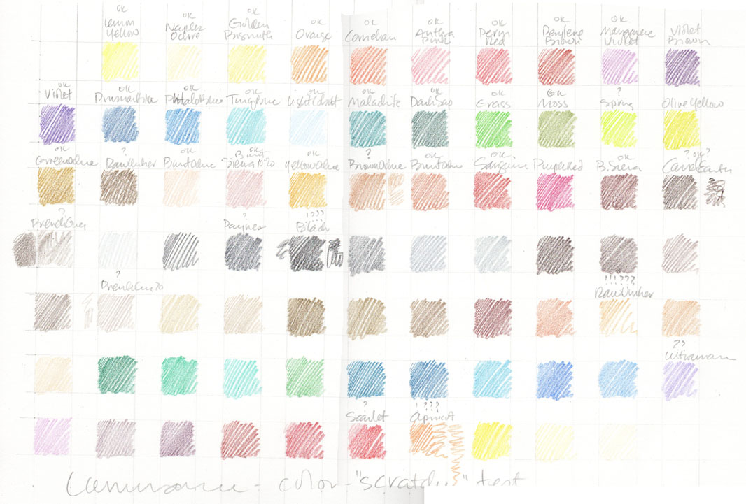 Drawing a Fine Line Colored pencil swatches
