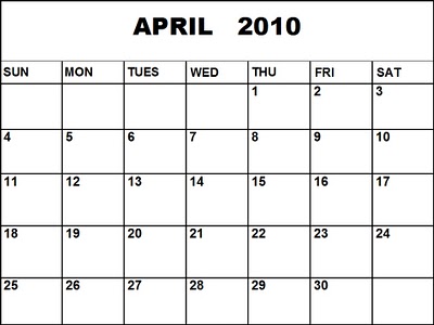 Print Calendar on 2010 Blank Printable Calendar A4 Jpg