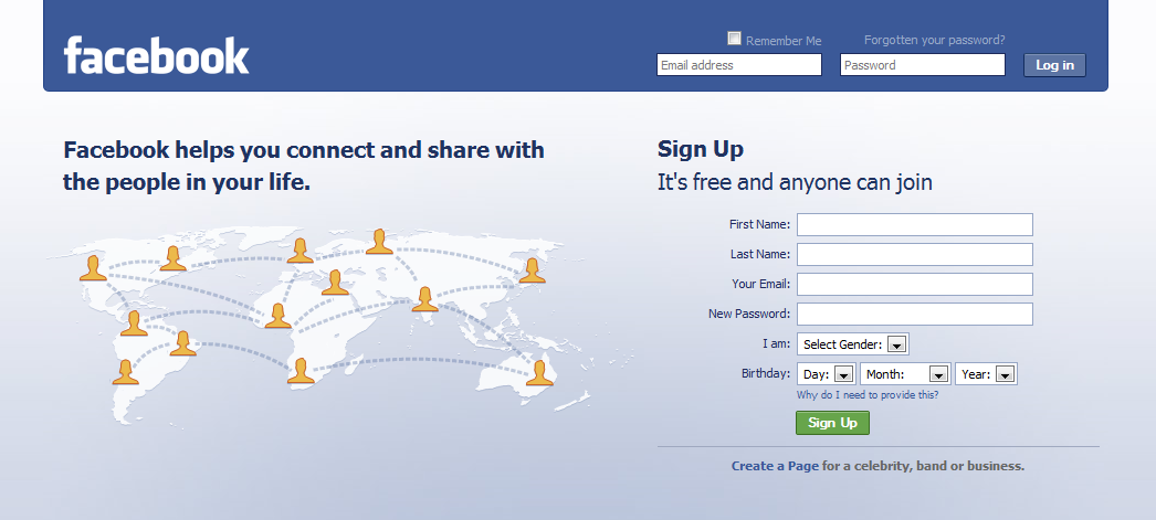 facebook log on. (The screen you seen when you log on to your life Facebook.)