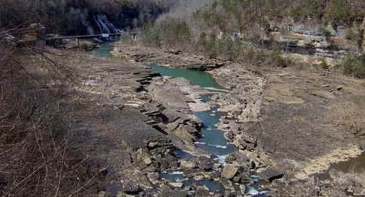 Riverbed behind old Falls City Cotton Mill.