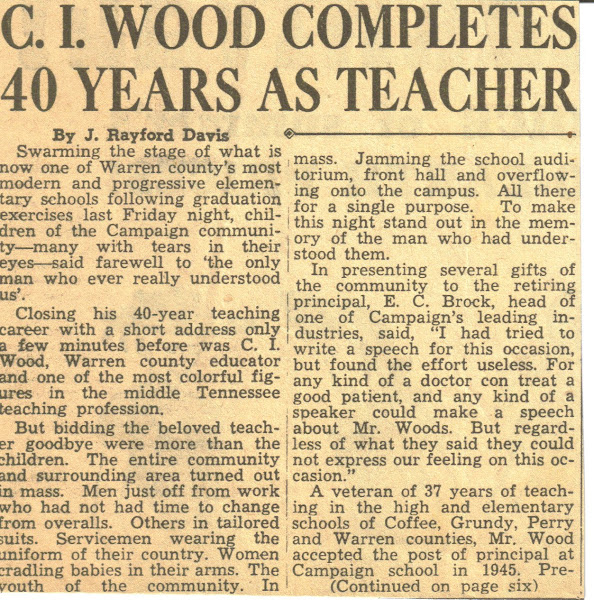 C.I Wood Retires From Campaign School