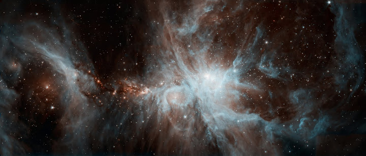 Spitzer infrared image of the Orion Nebula.