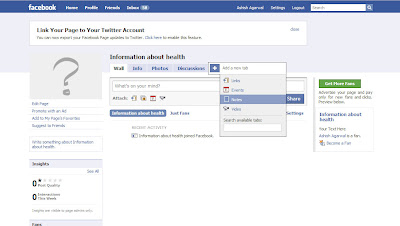 How to add Notes (and Blog Posts) to your Fan Page, first step being to add Notes to the list of tabs