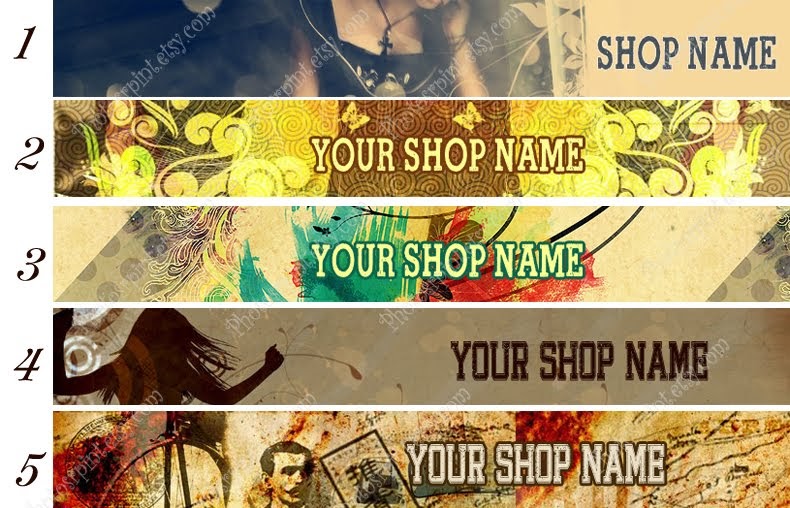 Boutiqueaholic Vintage looking etsy shop banners