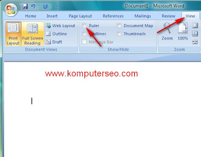 Cara Menampilkan Ruler / Penggaris di Word 2007