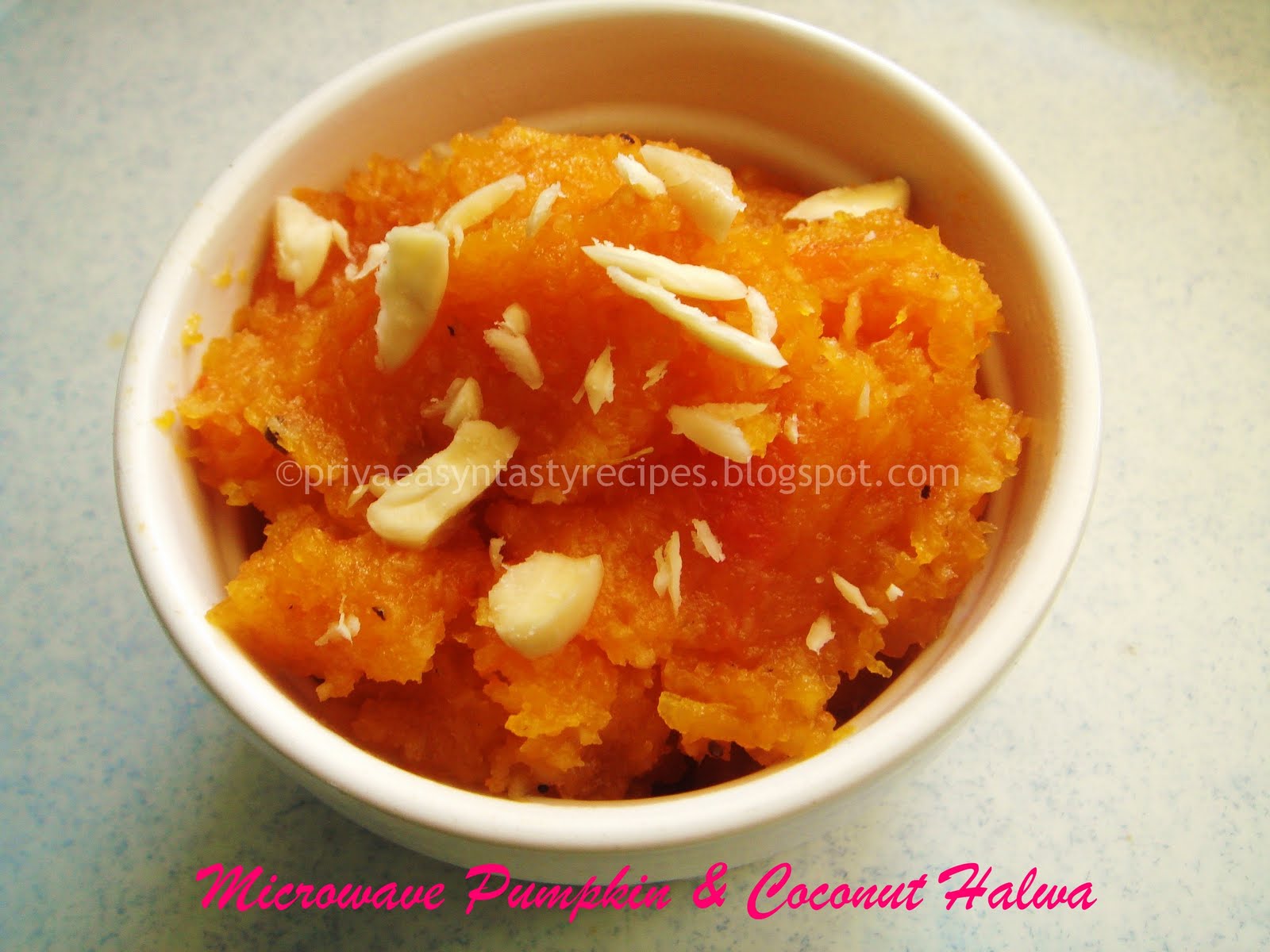 Priya's Versatile Recipes Microwave Pumpkin N Coconut Halwa