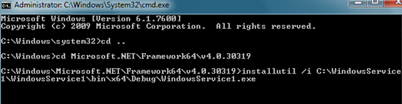 Install windows service using installutil