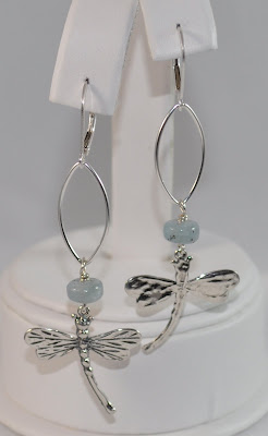 Sterling Silver Signature Dragonfly Earrings - Rhodochrosite Rock Candy Miami