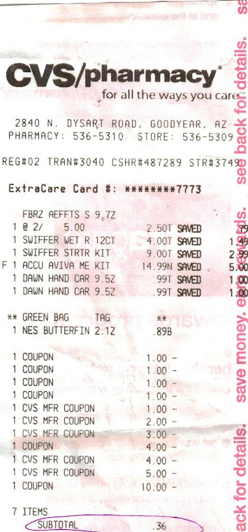 Here is the math: Subtotal 36 cents and I got back $10 in Extra bucks!