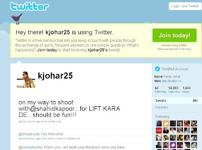 Karan Johar Twitter Page - kjohar25 On Twitter