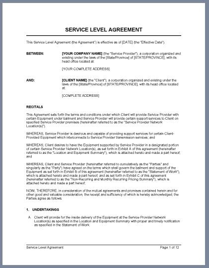 Writing service level agreements