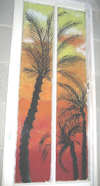 Old Window Art Palm Trees