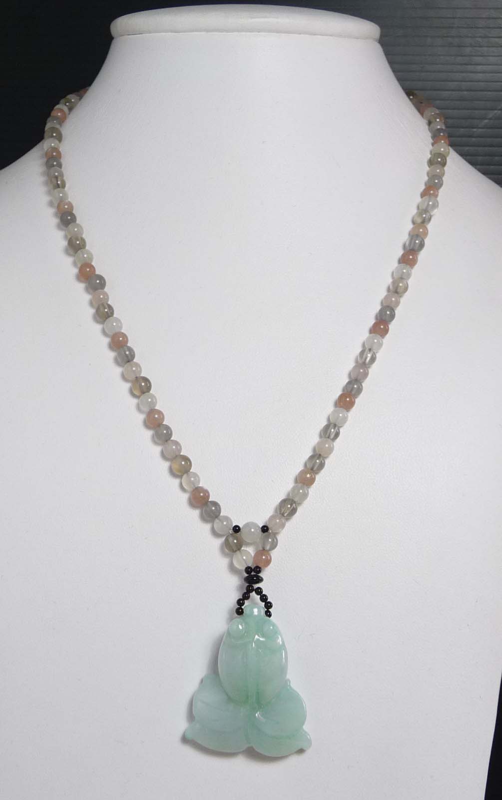big little blings Jade goldfish & multicoloured moonstone necklace