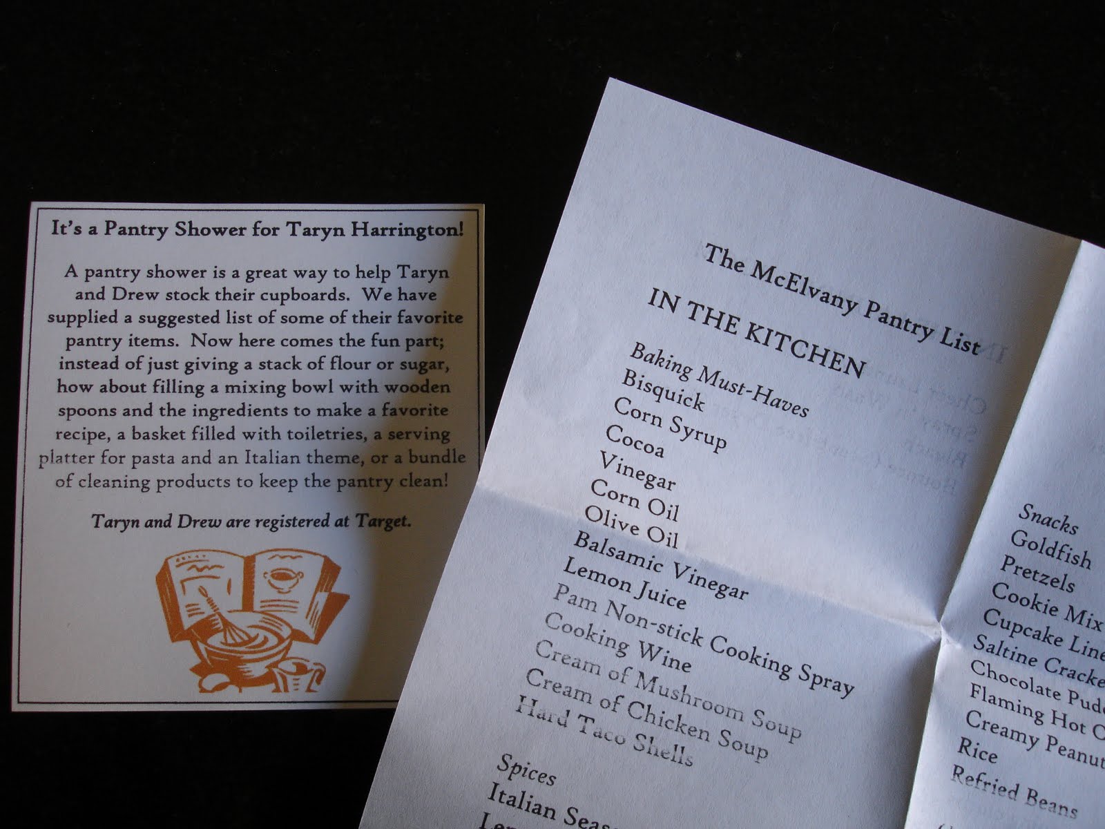 Melissa's Projects Pantry Shower Invitation/Card